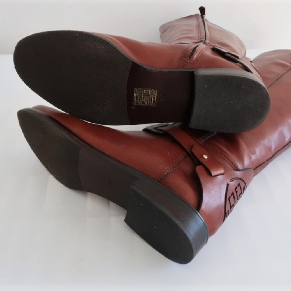 Tory Burch Derby Riding Boots Brown Leather - Picture 8 of 8